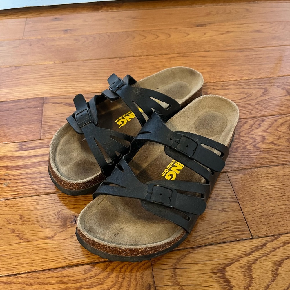 Black Leather Women's Sandals